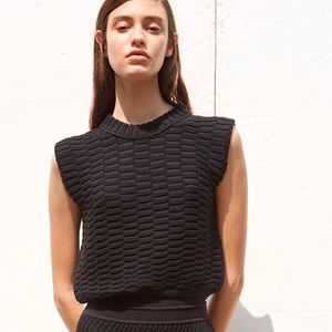 Molli knitwear zellige plain knit top | black | medium large | extra-soft cotton